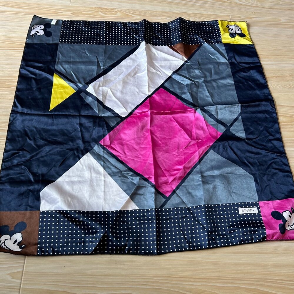 Dimoda Mickey Mouse Mouse Silk Geometric square scarf 28” by 28”